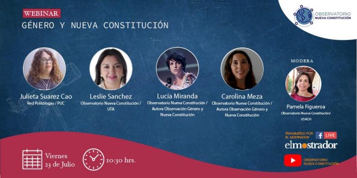Sigue en vivo webinar sobre género y nueva Constitución