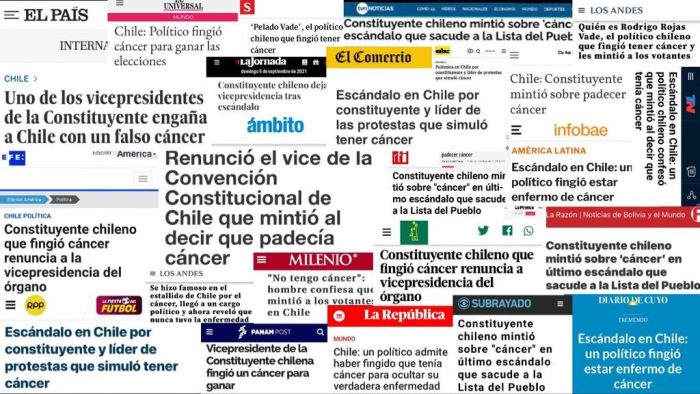 Medios internacionales se hacen eco del falso cáncer del convencional Rodrigo Rojas Vade