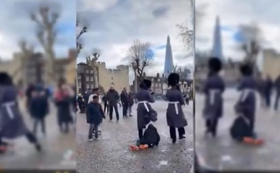 Video se hizo viral luego de que Guardia Real pasara por encima de niño que se atravesó en su camino