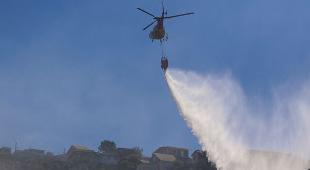 Alerta Roja para la comuna de Arauco por incendio forestal y gremio maderero denuncia ataques a aeronaves