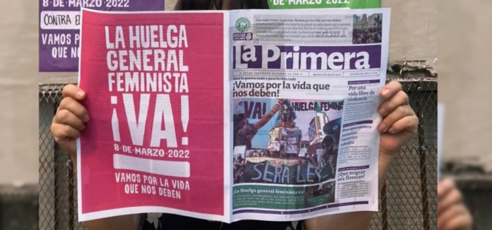 “La primera”: el diario feminista con que la CF8M inauguró la conmemoración de este 8M 2022