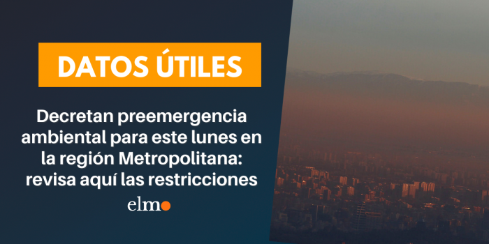 Decretan preemergencia ambiental para este lunes en la región Metropolitana: revisa aquí las restricciones