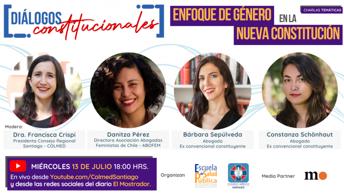 “Diálogos Constitucionales: Enfoque de Género en la nueva Constitución”, la próxima charla organizada por Colmed Santiago y la Escuela de Salud Pública de la U. de Chile