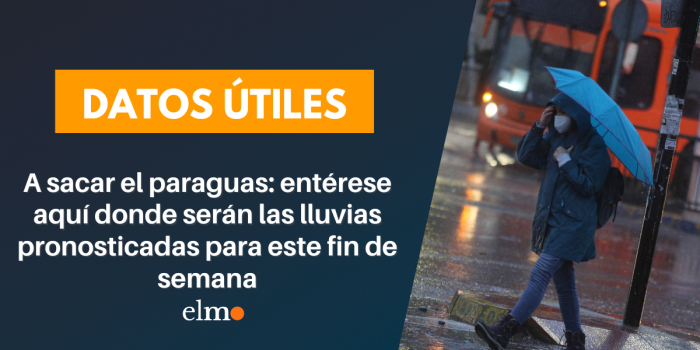 A sacar el paraguas: entérese aquí donde serán las lluvias pronosticadas para este fin de semana