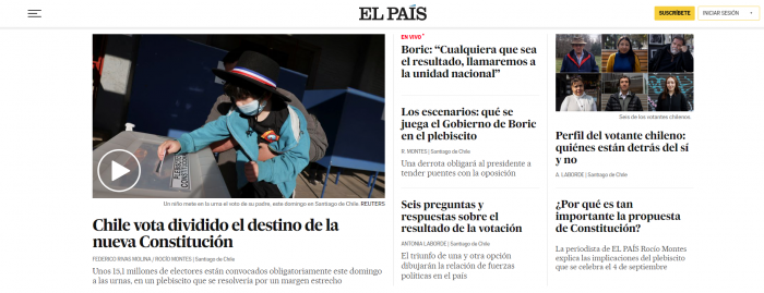 Prensa internacional destaca que «Chile vota dividido» el plebiscito constitucional