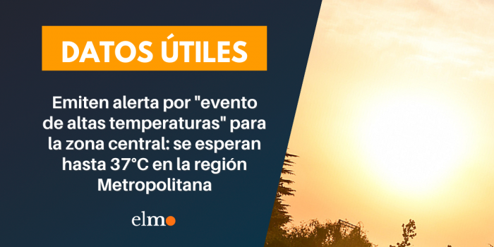 Emiten alerta por «evento de altas temperaturas» para la zona central: se esperan hasta 37°C en la región Metropolitana