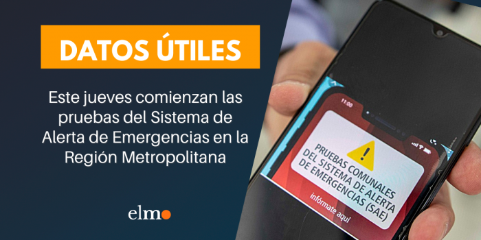 Este jueves comienzan las pruebas del Sistema de Alerta de Emergencias en la Región Metropolitana