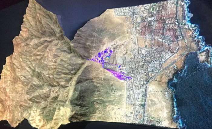 Proyección digital muestra como sería un aluvión en el sector de La Chimba en Antofagasta