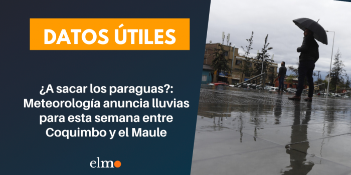 ¿A sacar los paraguas?: Meteorología anuncia lluvias para esta semana entre Coquimbo y el Maule