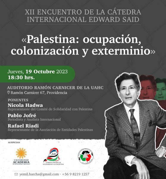XII sesión en Chile para reflexionar sobre la situación palestina en la Cátedra Edward Said