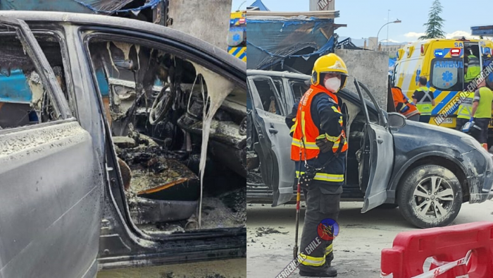 Incendian camioneta en Santiago Centro con un hombre dentro: sufrió quemaduras en 90% de su cuerpo