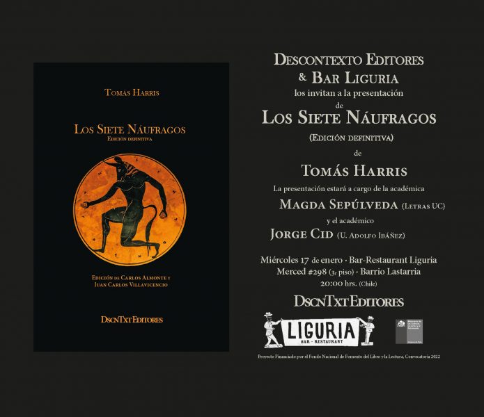 Lanzamiento “Los siete náufragos”, del poeta Tomás Harris