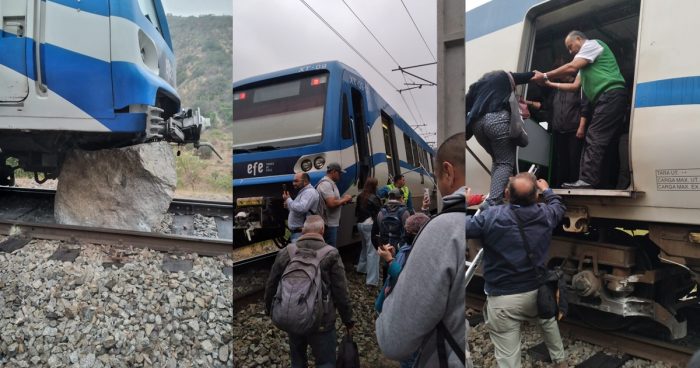 Desprendimiento de roca provocó descarrilamiento de tren en Valparaíso