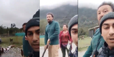 "Fuera de acá": Captan a sujeto agrediendo a turistas en cercanías del Río Blanco en Hornopirén