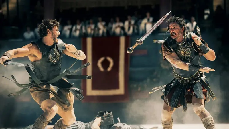 "Es de lejos la mejor película comercial del año": la crítica de la BBC de Gladiator