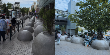 Esferas de concreto en Costanera Center: razones de su instalación y reacciones en redes sociales.