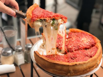 Deep dish pizza. Choose Chicago