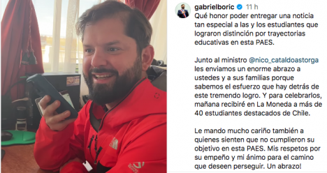 Presidente Boric invitó personalmente a los mejores puntajes de la PAES al desayuno presidencial