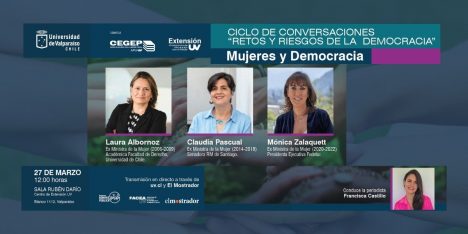 Laura Albornoz, Claudia Pascual y Mónica Zalaquett conversan sobre mujeres y democracia