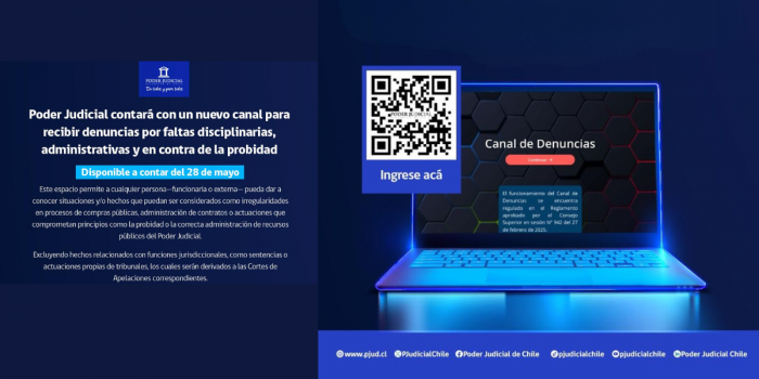 Poder Judicial habilita canal para denuncias por faltas disciplinarias y contra la probidad