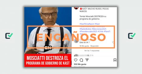 Engañoso: video de Mosciatti que compara programa de Kast con texto "escolar" es de 2021 no de 2025