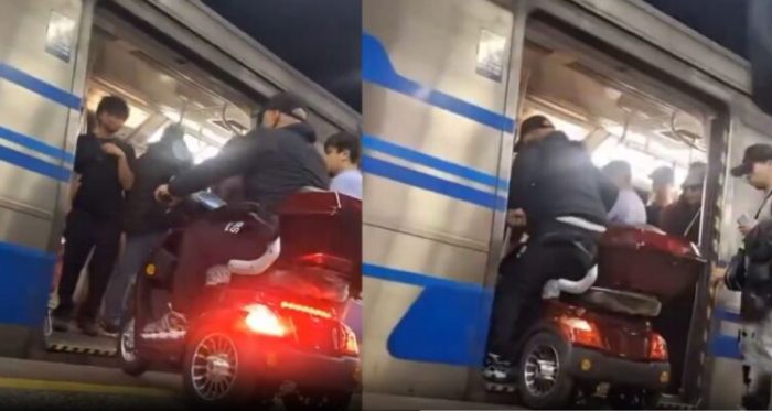 Hombre ingresa con scooter eléctrico a vagón del Metro y genera críticas