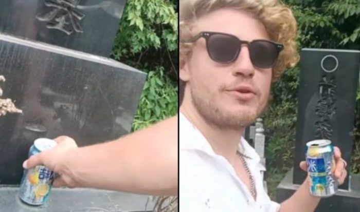 Indignación en Japón por influencer que se grabó bebiendo una ofrenda funeraria