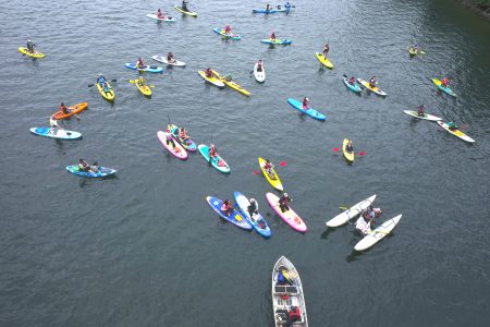 Realizan flotada fluvial por Río San Pedro-Calle Calle en oposición a proyecto de salmonicultura