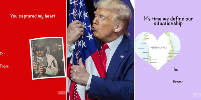 San Valentín con aroma a Trump: Casa Blanca comparte tarjetas inspiradas en Maduro y Groenlandia