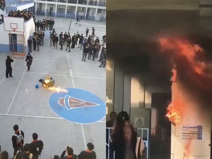 Ataque incendiario en el Liceo Lastarria: encapuchados lanzaron bombas molotov en el establecimiento