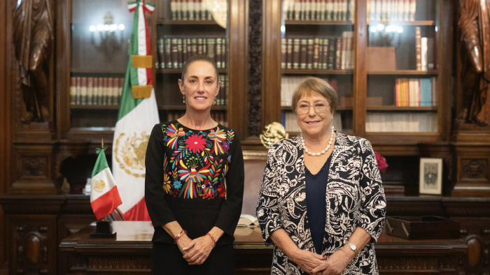 Sheinbaum recibe a Bachelet y reafirma apoyo de México a su candidatura en la ONU