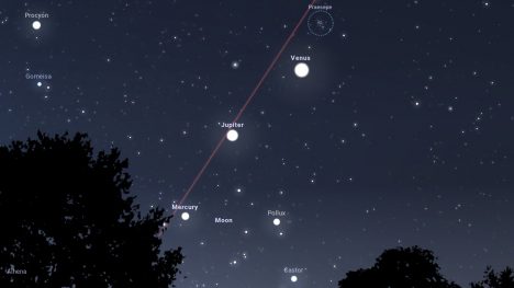 Desfile planetario de Mercurio, Venus, Júpiter y la Luna: un espectáculo visible desde Chile