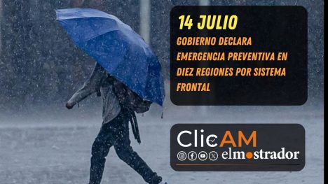 Gobierno declara emergencia preventiva en diez regiones por sistema frontal