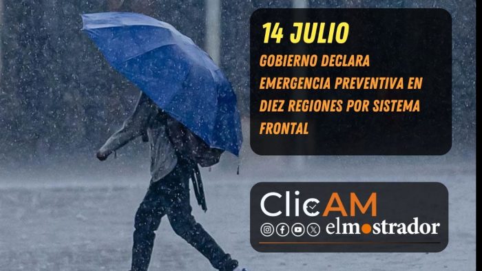 Gobierno declara emergencia preventiva en diez regiones por sistema frontal
