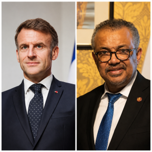 Emmanuel Macron y Tedros Adhanom Ghebreyesus
