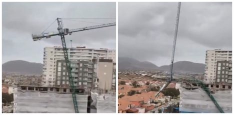 Desplome de grúa en Coquimbo deja una persona lesionada y daños materiales durante sistema frontal