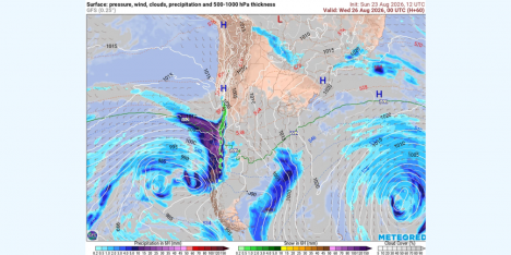 Sistemas frontales y río atmosférico activarán lluvias desde Coquimbo a Los Lagos a partir del lunes