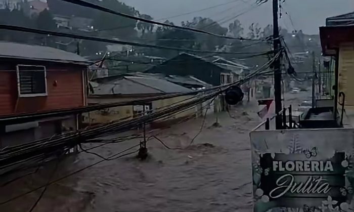 Lota anegado: intensas lluvias y granizos inundaron las calles de la comuna