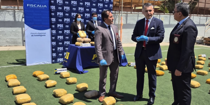 Tráfico de drogas: 127 toneladas incautadas en Antofagasta en tres años
