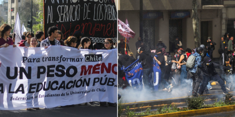 Incidentes marcan marcha de la Confech contra eventuales recortes en educación en Presupuesto 2027